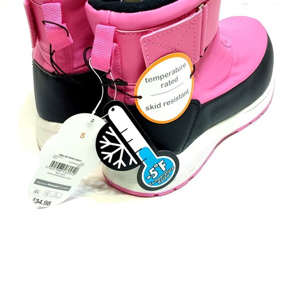 Wonder Nation Snow Boots -5°F Temp Rated Girls Size 5 Front Zip Adjustable Strap - Picture 3 of 9